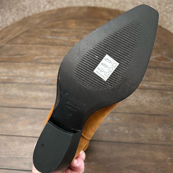 PINKO Italian Brown Suede Leather Boots Harness Detail Ankle Booties | Size 39 - Picture 11 of 14